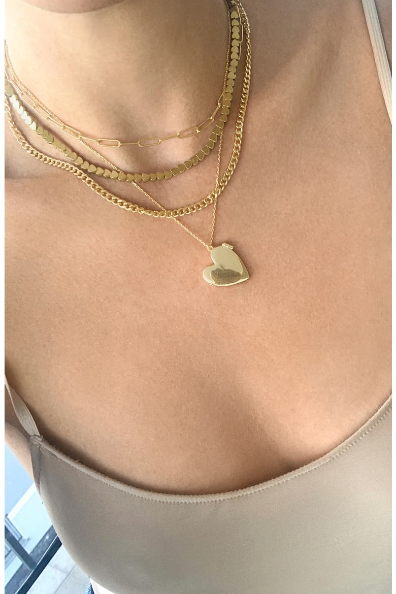 14K Gold Plated Heart Locket Pendant Necklace, Alternate, color, YELLOW