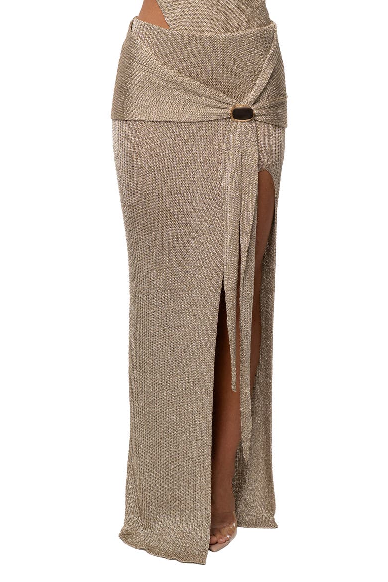 Hazel Metallic Knit Maxi Skirt, Main, color, GOLD