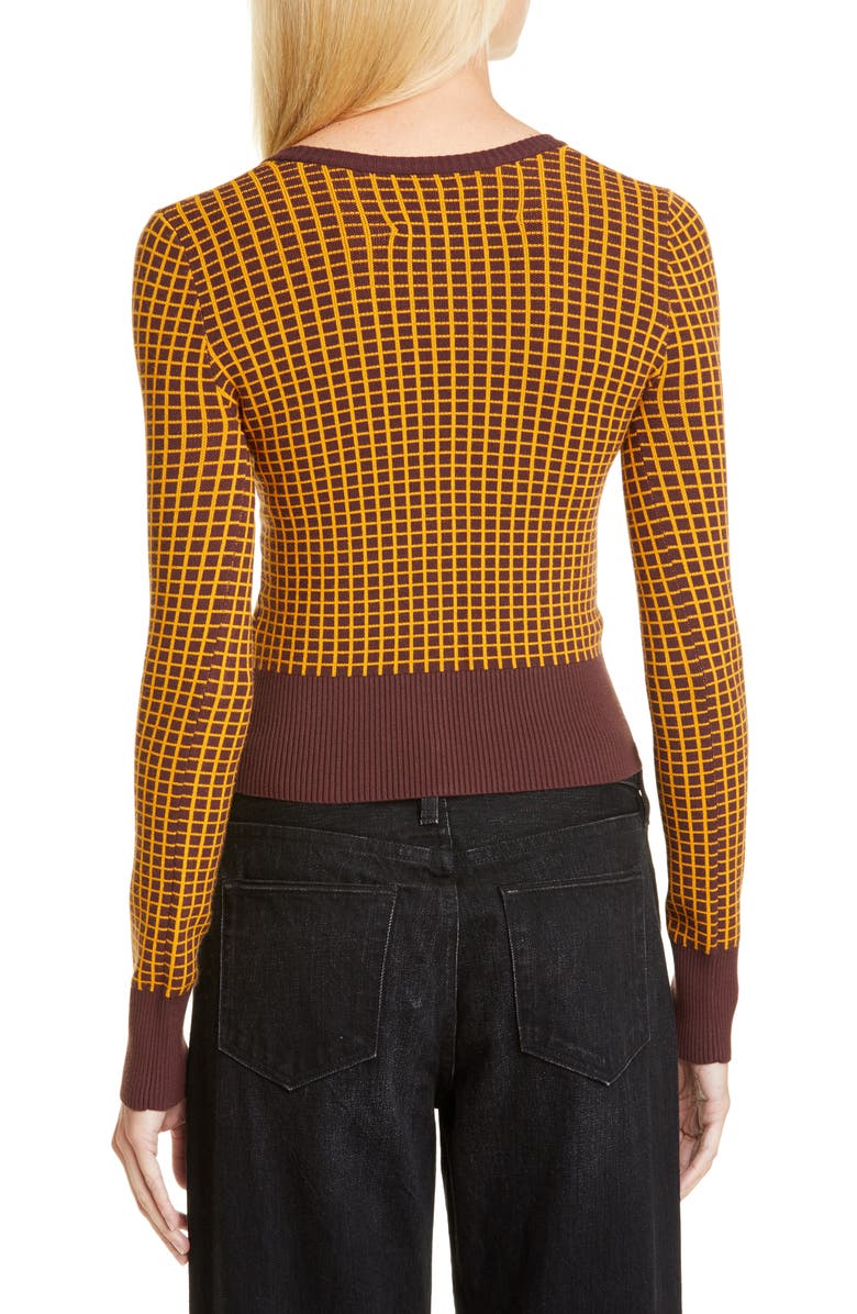 Simon Miller Chiz Check Jacquard Crop Cardigan, Alternate, color,