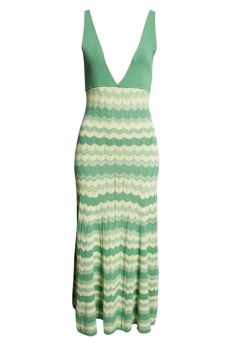 Mylah Chevron Stripe Sleeveless Cotton Sweater Dress, Alternate, color, MINERAL GREEN TWIST COTTON