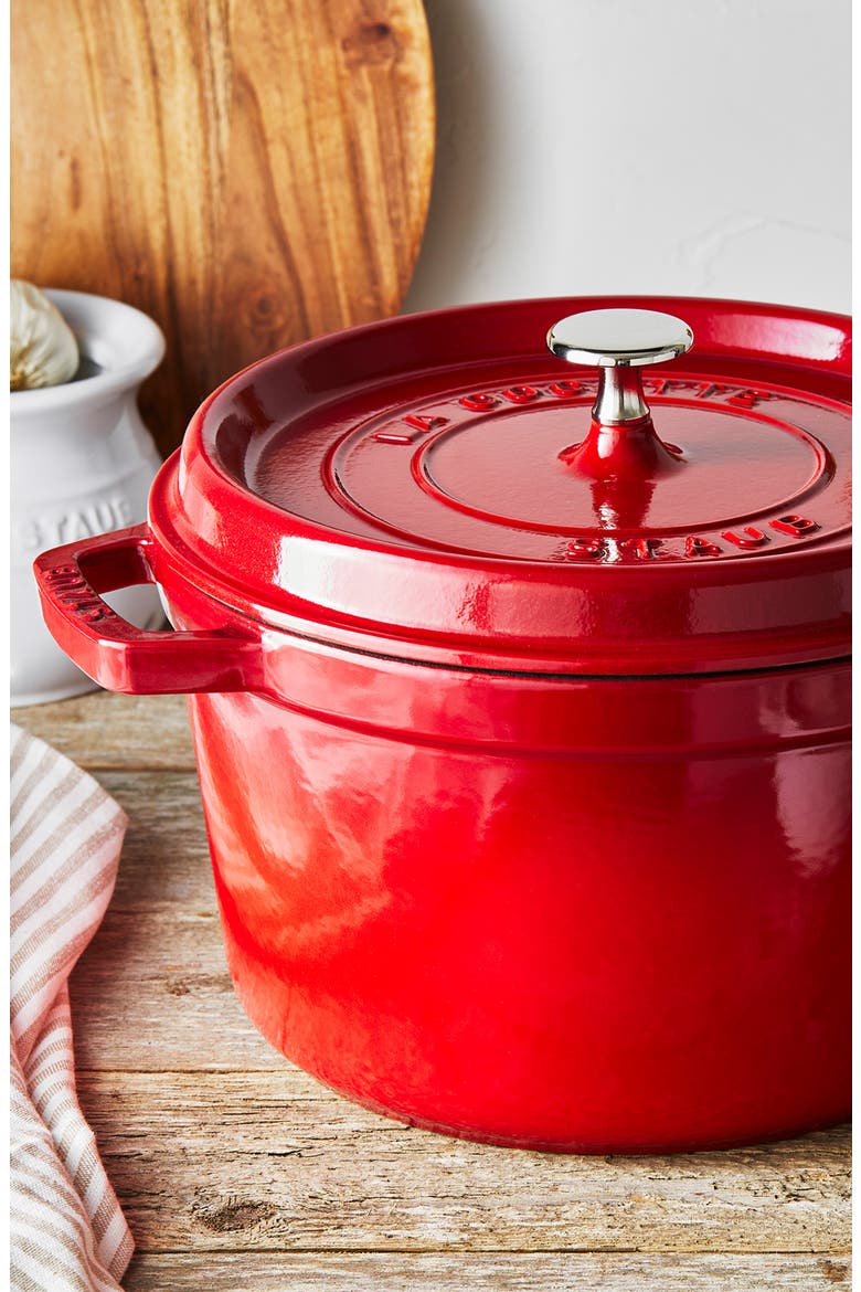 5-Quart Enameled Deep Cast Iron Dutch Oven, Alternate, color, CHERRY