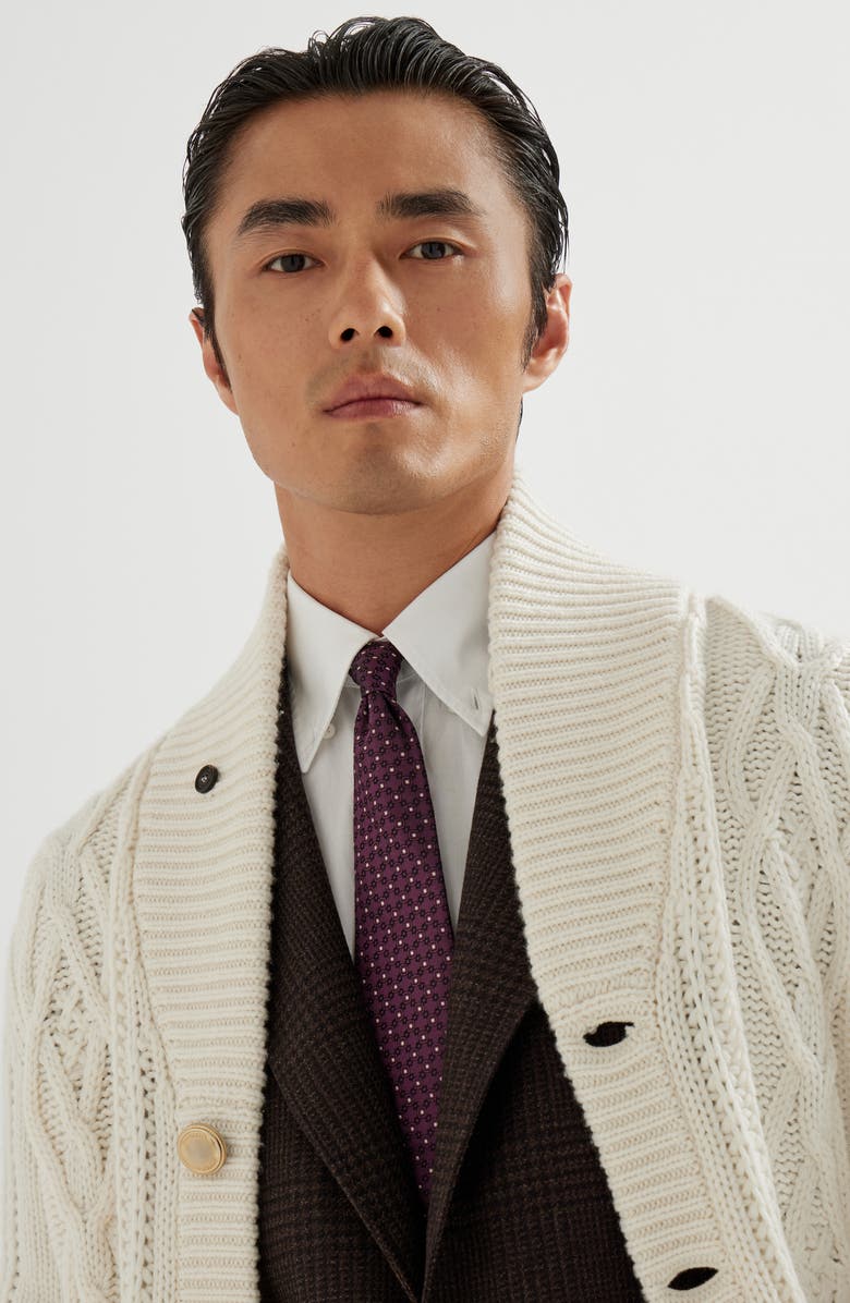 Brunello Cucinelli Necktie with jacquard pattern, Alternate, color, Burgundy