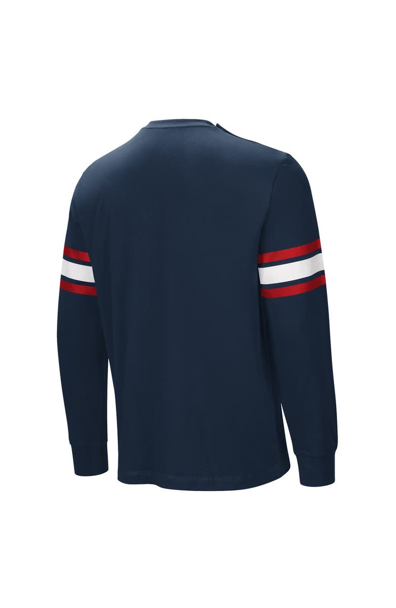 NFL Men's Navy New England Patriots Hands Off Long Sleeve Adaptive T-Shirt, Alternate, color, Navy