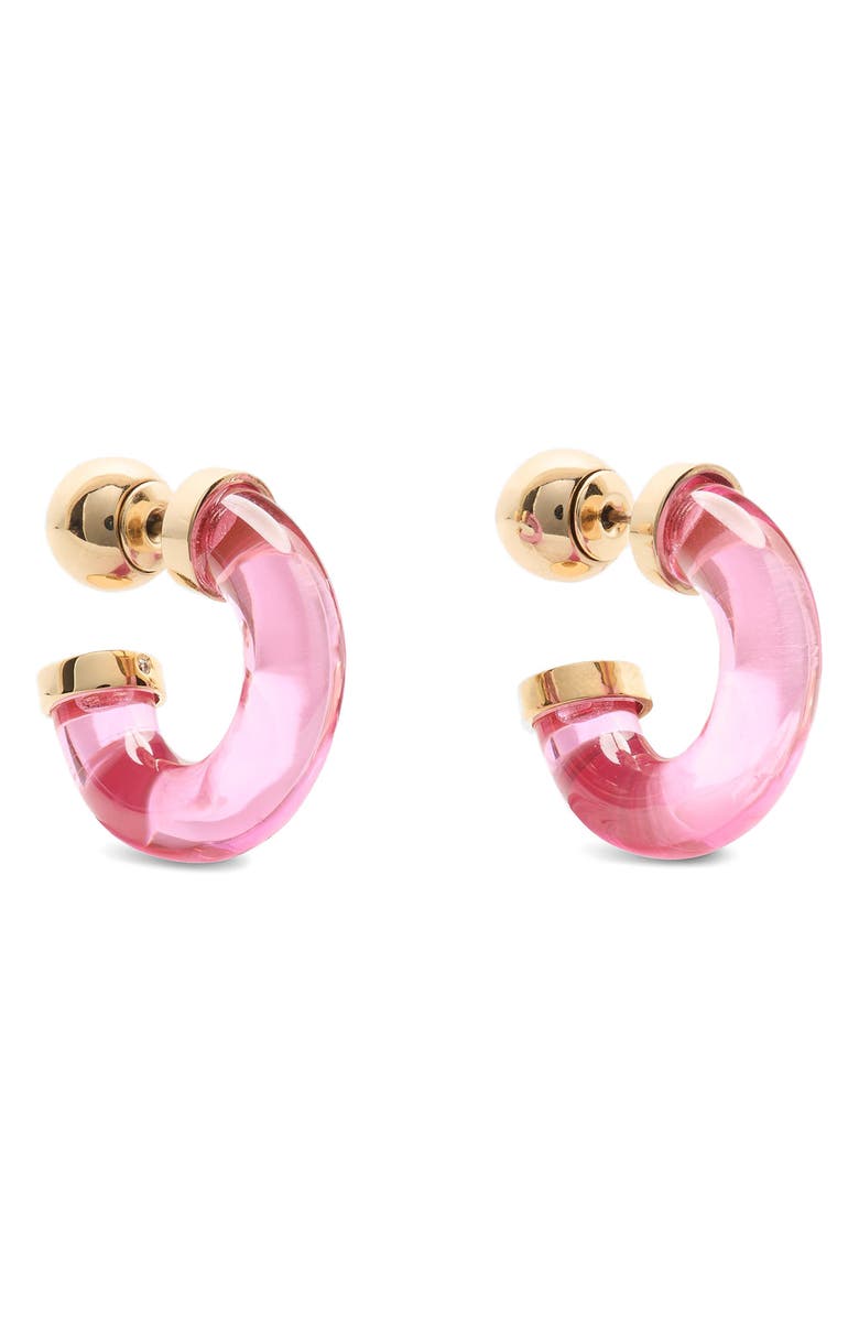 Kate Spade New York glow up resin huggie hoop earrings, Main, color, Pink.
