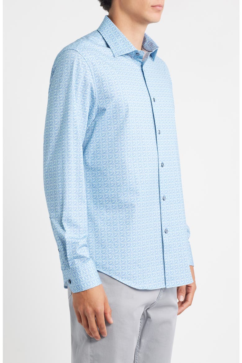 James OoohCotton® Floral Button-Up Shirt, Alternate, color, SEAFOAM