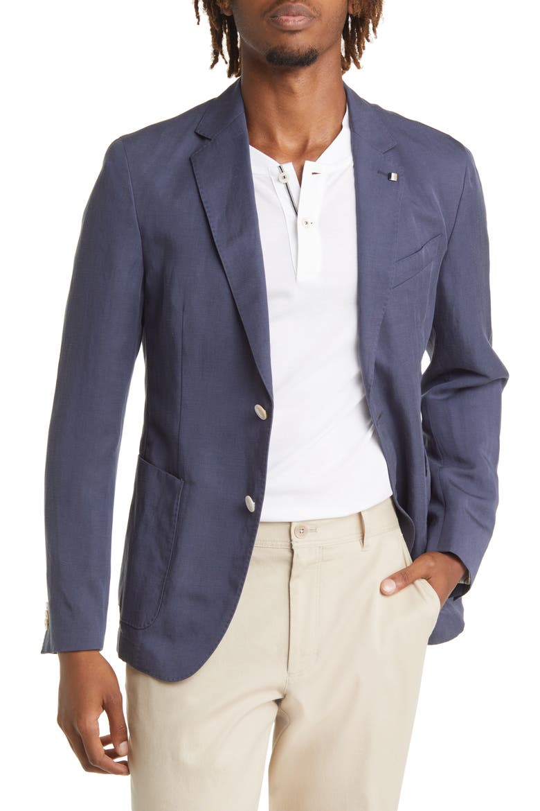 Hugo Boss Hanry Linen Blend Sport Coat, Main, color, DARK BLUE