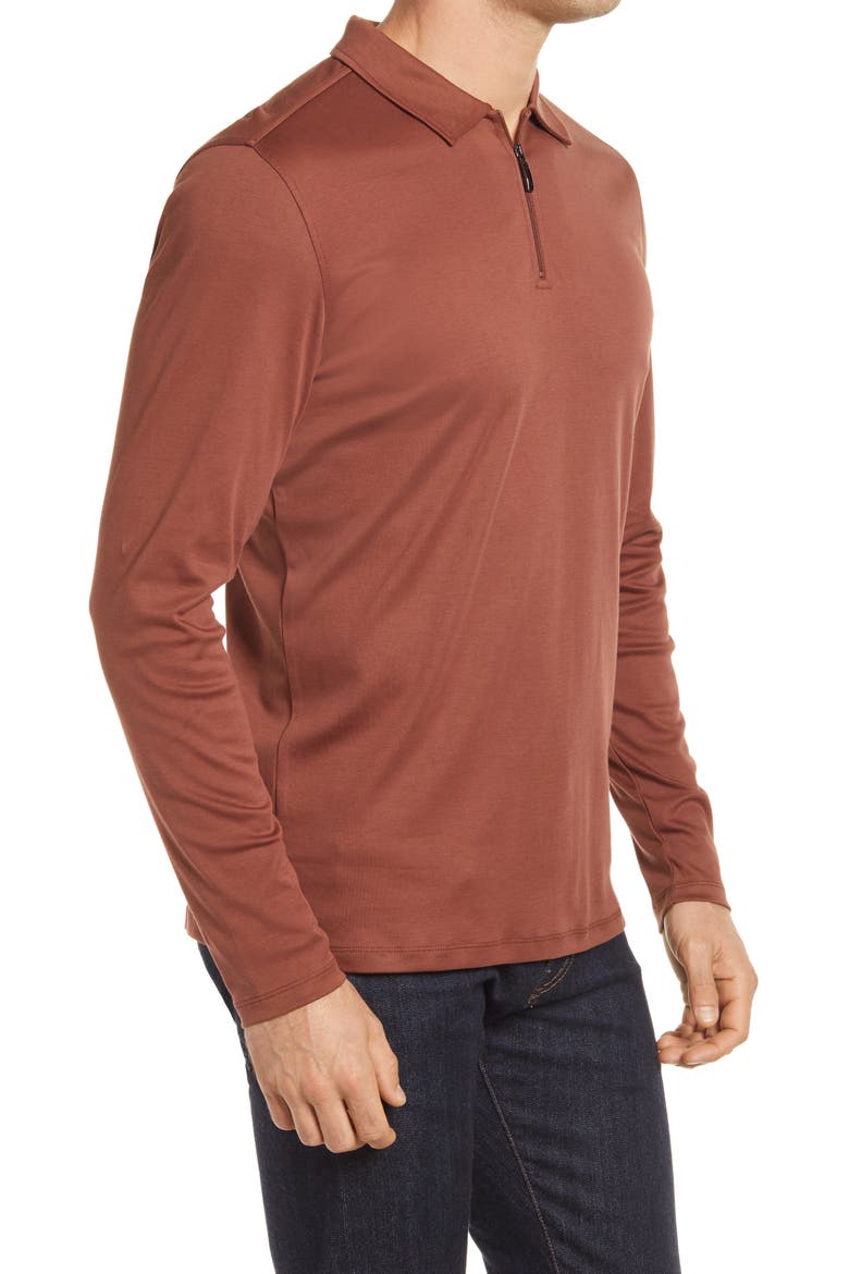 Georgia Long Sleeve Zip Polo, Alternate, color, RUST