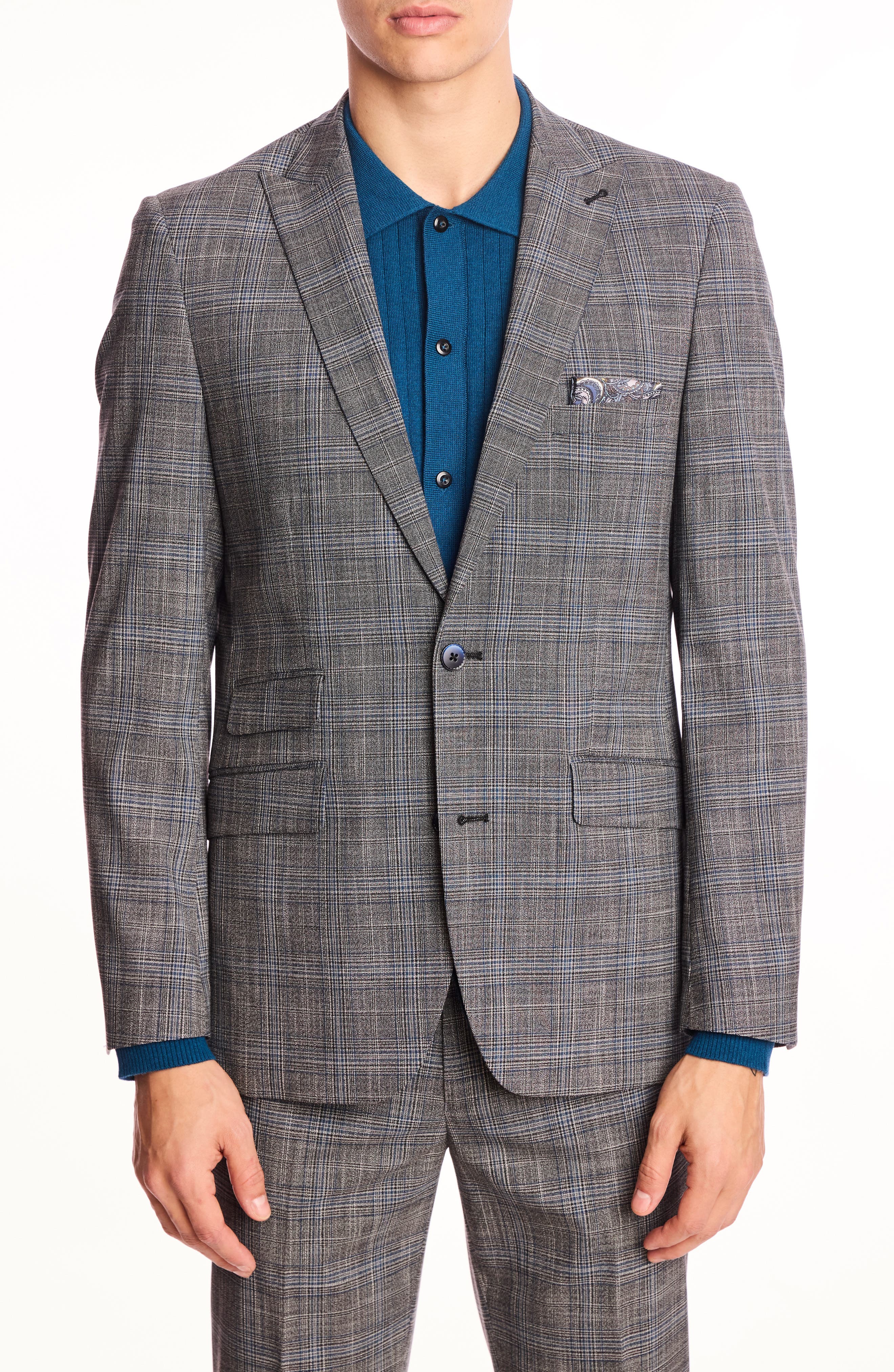 PAISLEY & GRAY Ashton Slim Fit Gray Plaid Blazer