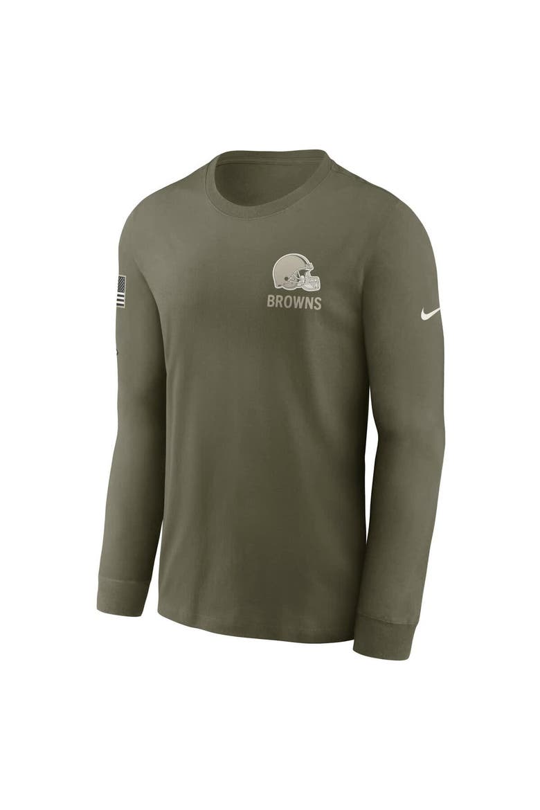 Men's Nike Olive Cleveland Browns 2025 Salute to Service Sideline Long Sleeve T-Shirt, Alternate, color, Olive