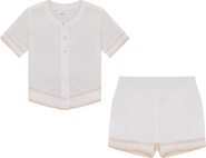 Clô 2 Piece Cotton Set Collared Shirt & Elastic Waist Shorts