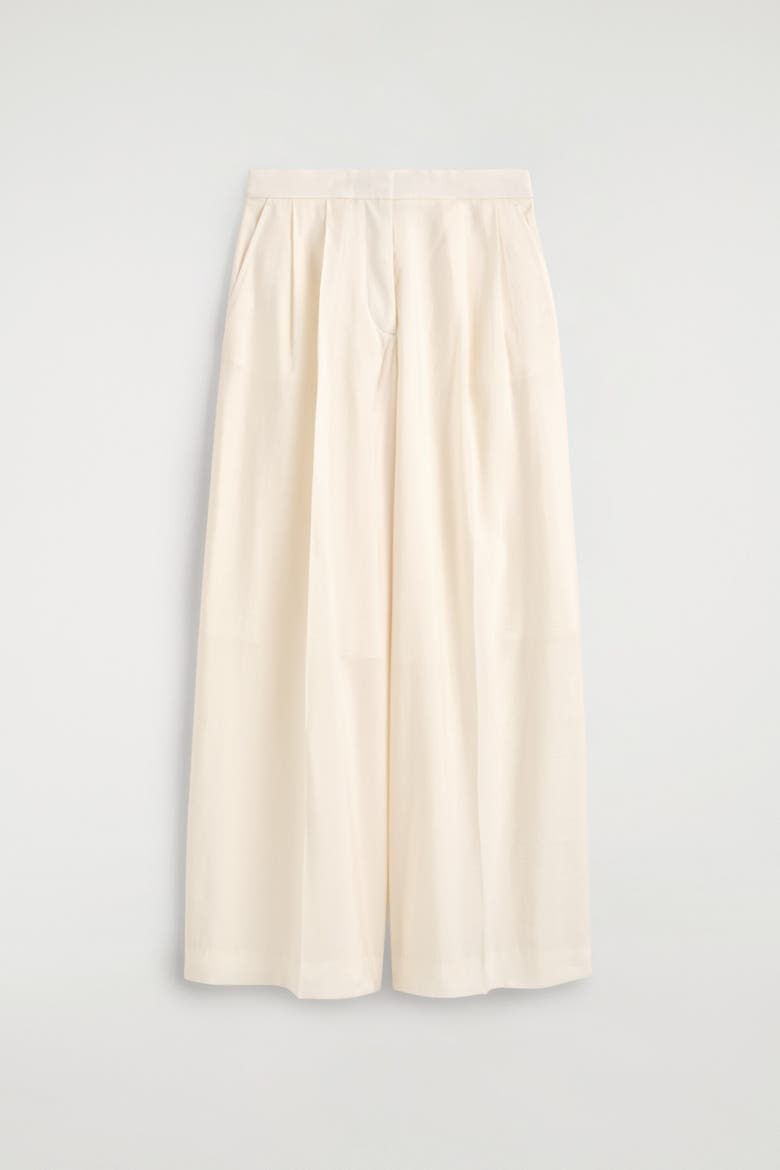 Pleated Modal Wide-leg Trousers, Alternate, color, CREAM