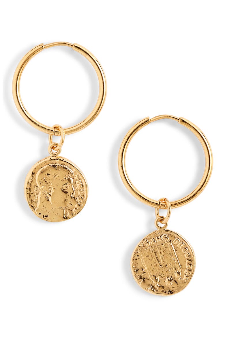 C'est La Vie Hoop Earrings, Main, color, GOLD
