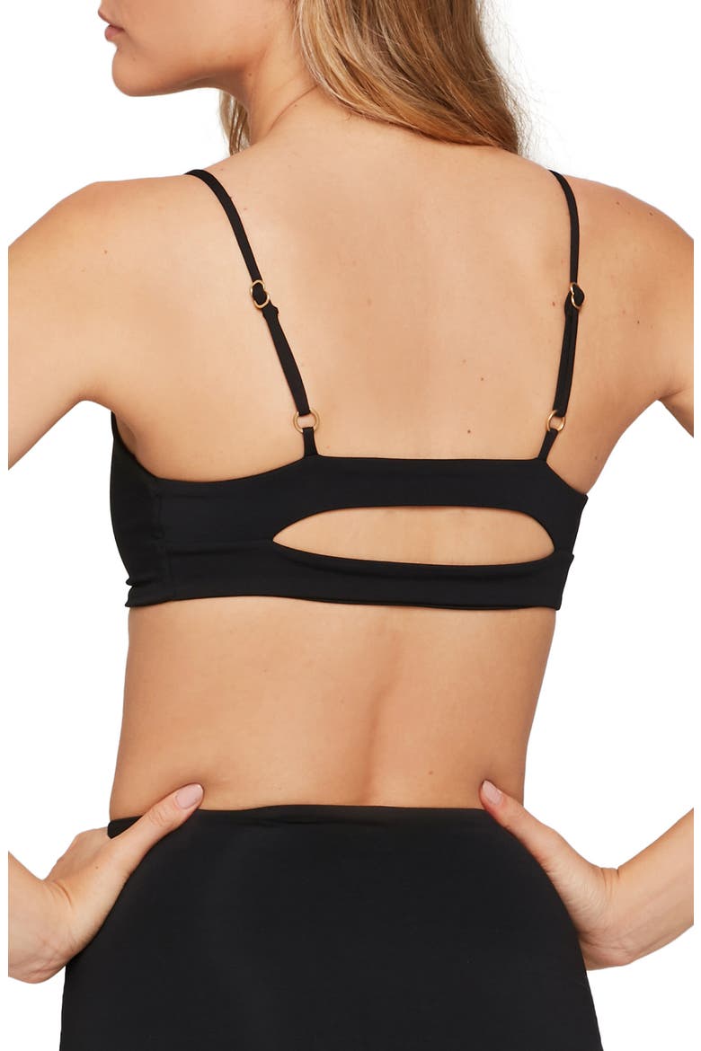 L Space Flash Back Knot Front Bikini Top, Alternate, color, BLACK