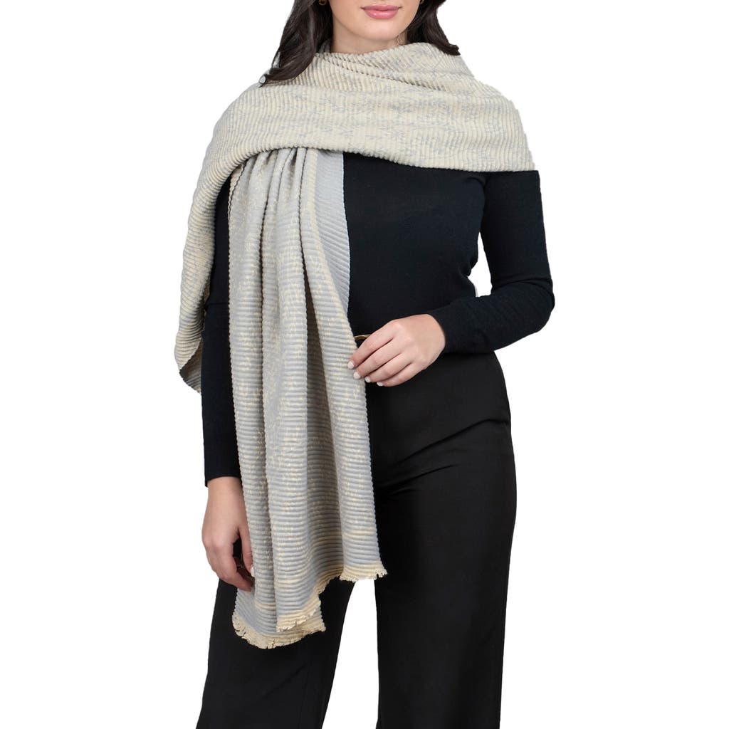 Saachi Floral Crinkle Scarf In Pastel Grey