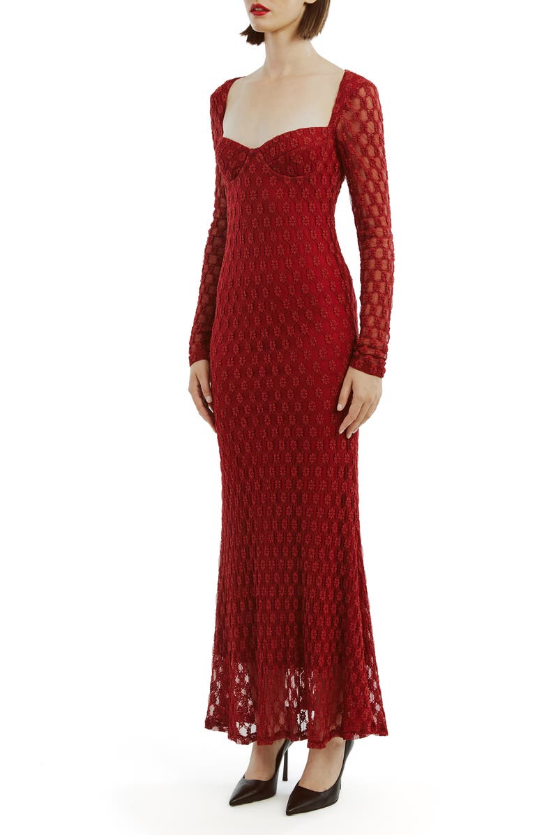 Bardot Avah Long Sleeve Mesh Overlay Dress, Alternate, color,