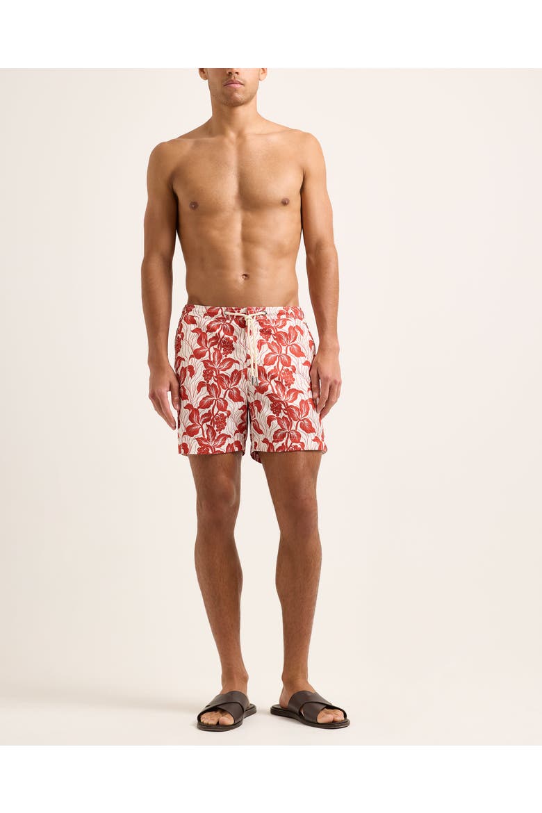 Bulldog Drawcord Mid Length Swim Shorts, Alternate, color, SUMMER RED