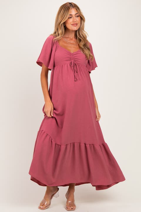 Flutter Sleeve Ruffle Hem Maxi Dress