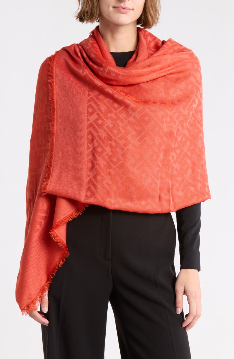 Longchamp Scarf, Main, color, Burnt Red
