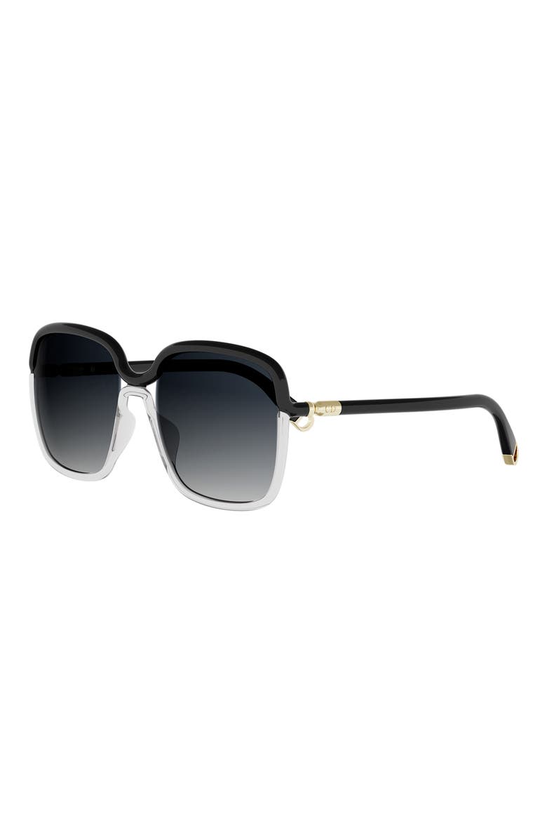 TwinColors 56mm Gradient Square Sunglasses, Alternate, color, BLACK/ OTHER / GRADIENT SMOKE