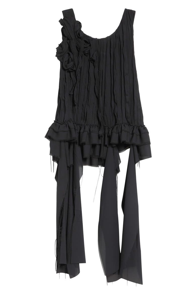 Pleated Georgette Tank, Alternate, color, BLACK GEORGETTE