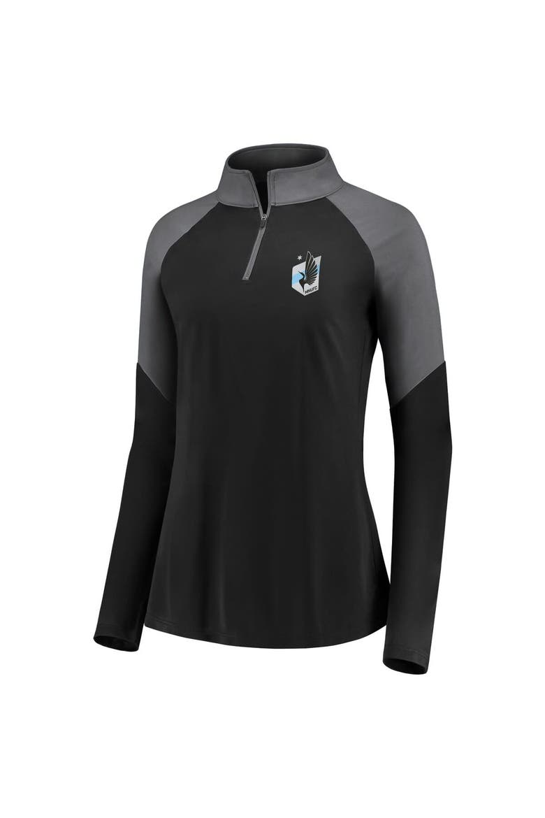 Women's Fanatics Black Minnesota United FC Interlock Quarter-Zip Pullover, Alternate, color, Black