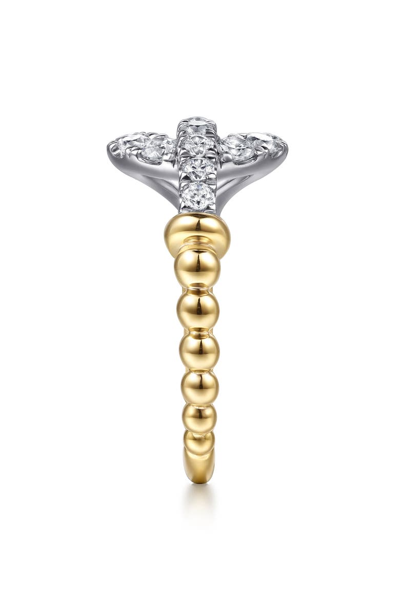 14k Gold Diamond Stirrup Ring, Alternate, color, 14K YELLOW/ WHITE GOLD