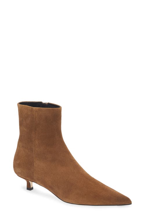 Aeyde Sofie Pointed Toe Kitten Heel Bootie In Brown