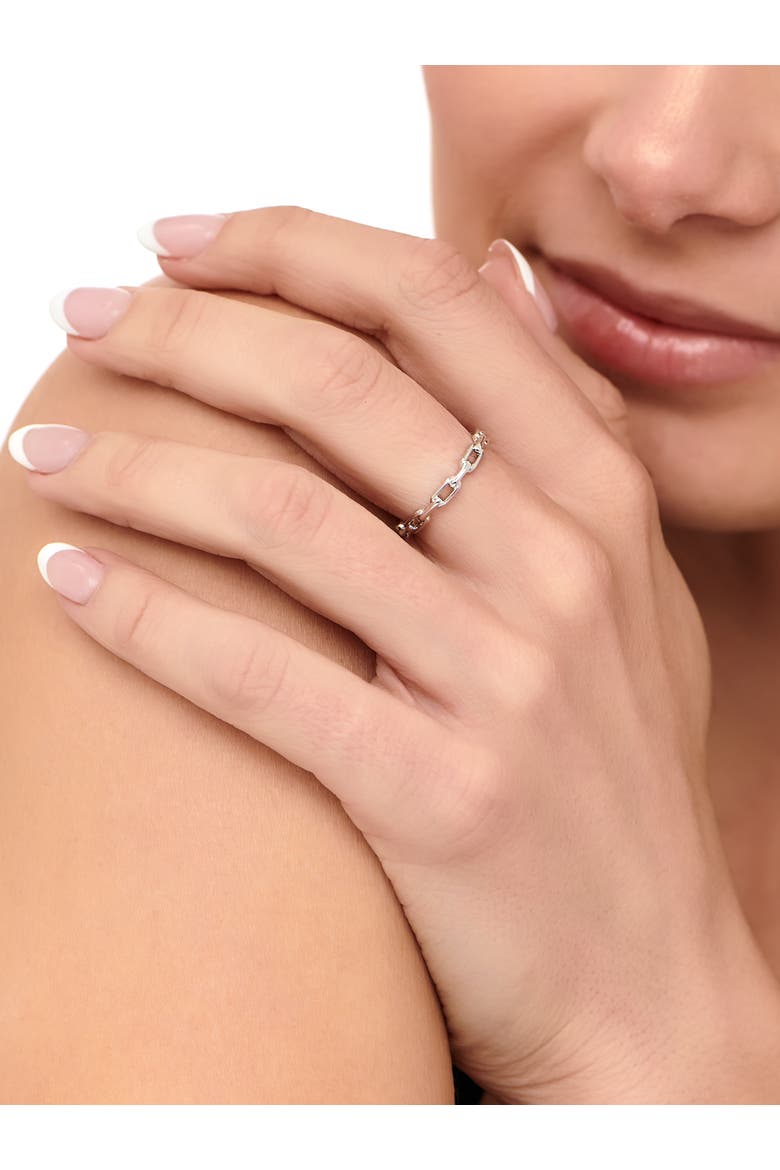Cable Link Ring in Rhodium Plated Sterling Silver, 3mm, Alternate, color, Silver