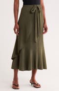 GO COUTURE Faux Wrap Midi Skirt