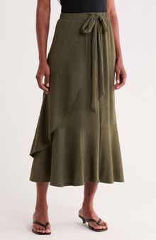 Faux Wrap Midi Skirt