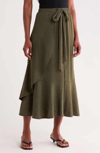 Faux Wrap Midi Skirt