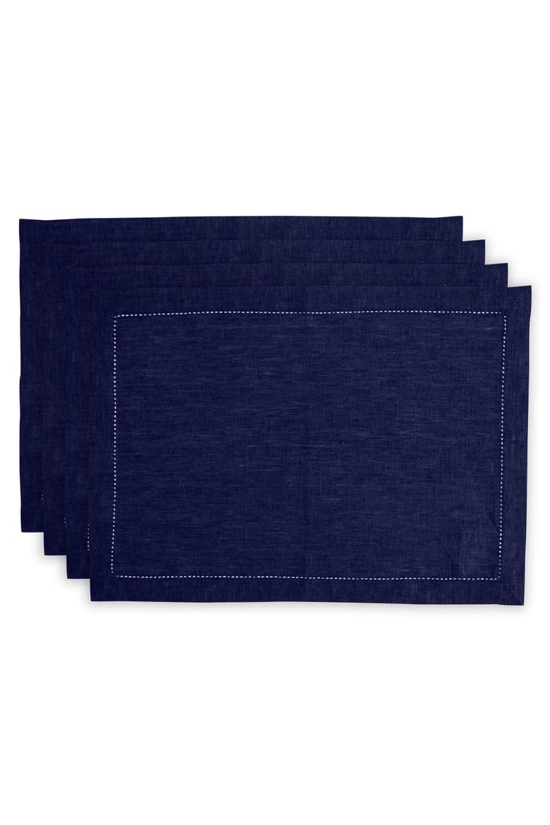 Linen Placemats Set of 4, 14 x 19" - Milan, Main, color, Chambray Navy