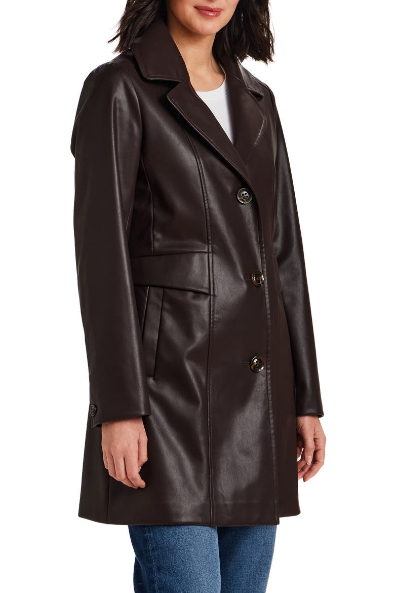 Faux Leather Coat, Alternate, color, RAISIN