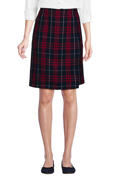 School Uniform  Plaid  A Line Tab Skort Top of Knee