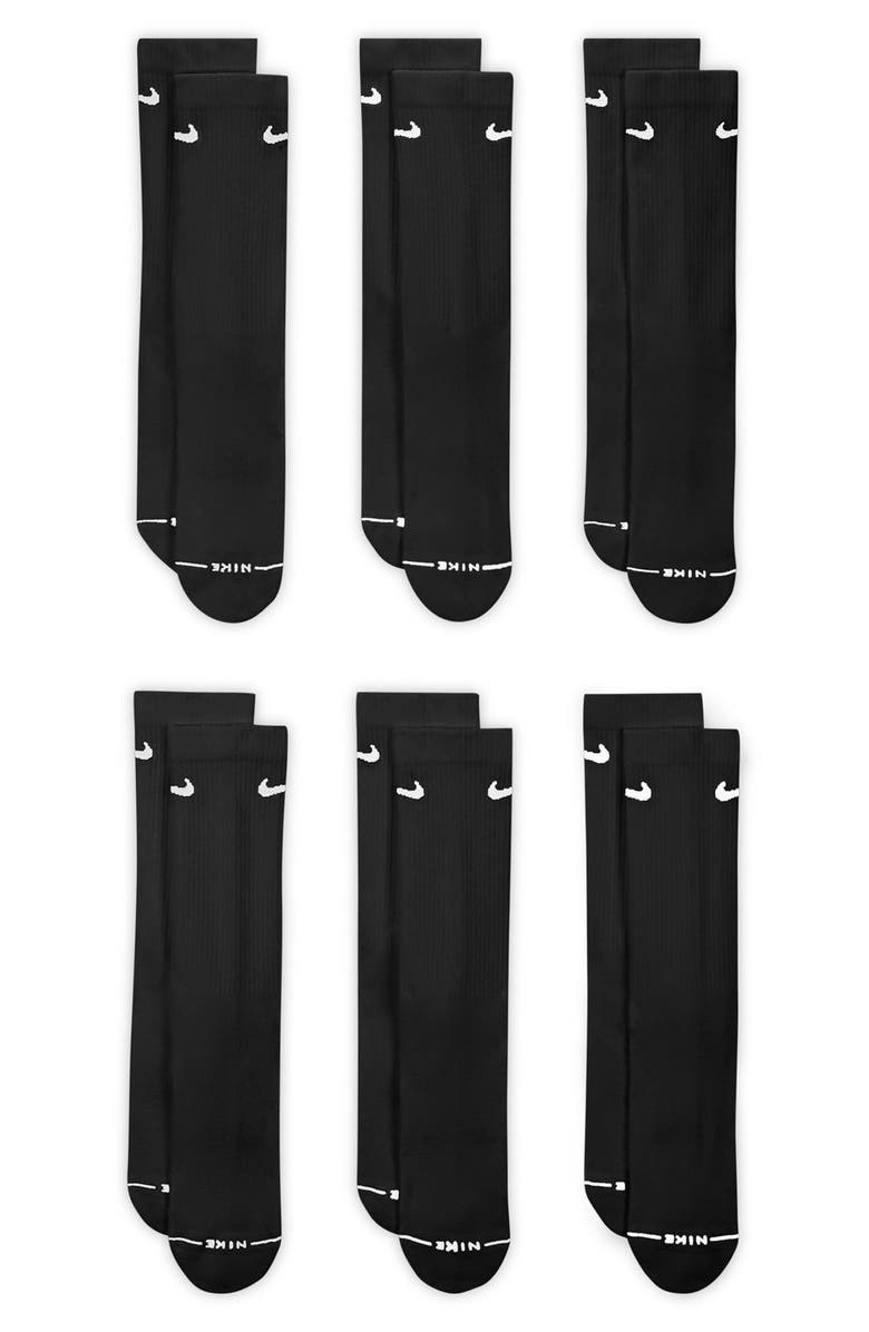 Nike Everyday Elevated Dri-FIT Assorted 6-Pack Cotton Blend Crew Socks, Main, color, Black