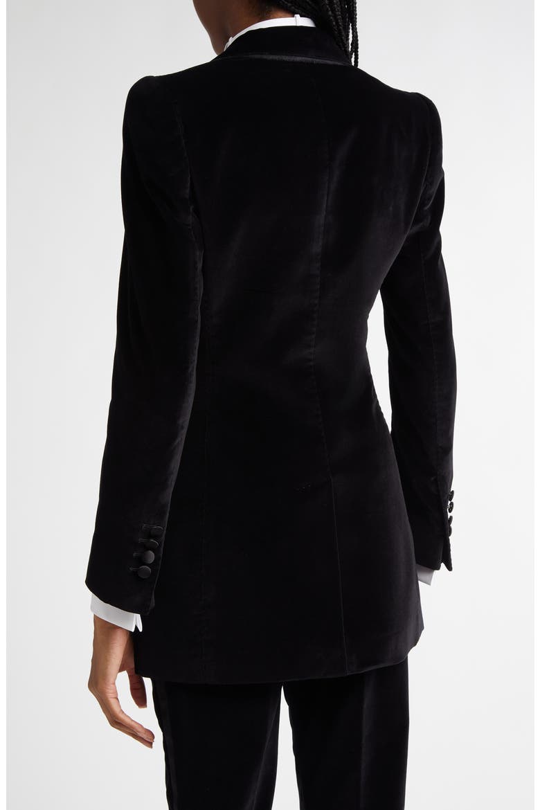 Turlington Velveteen & Satin Blazer, Alternate, color, N0000 NERO
