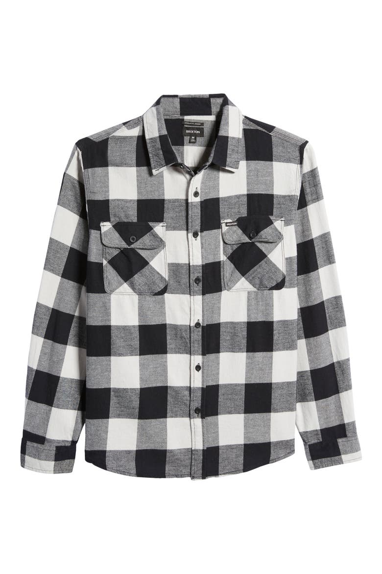Bowery Check Flannel Button-Up Shirt, Alternate, color, BLACK/ VAPOR