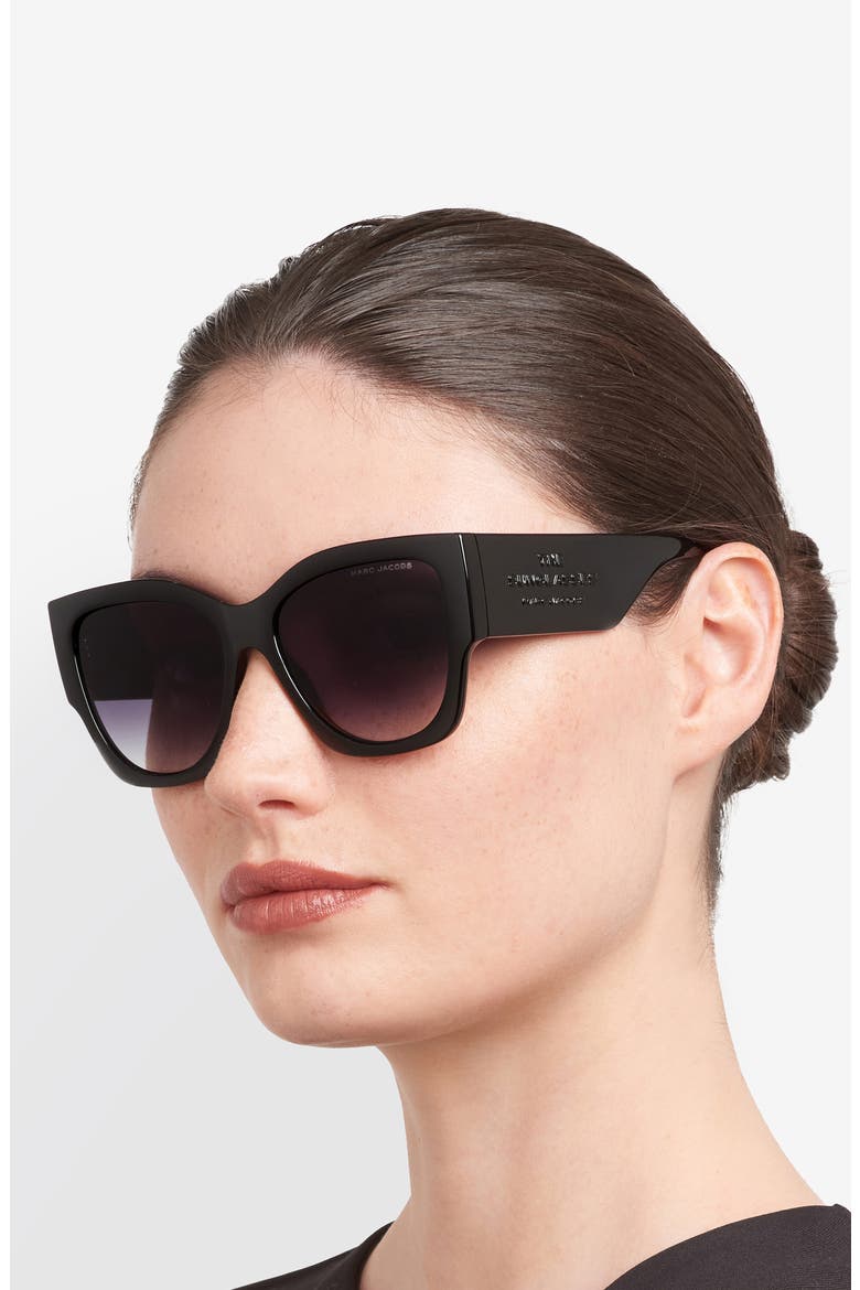 56mm Gradient Cat Eye Sunglasses, Alternate, color, BLACK/ DARK GREY SF