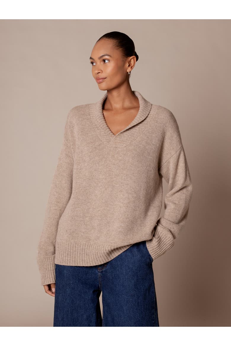 Shawl Collar Slouch Sweater, Main, color, Oatmeal