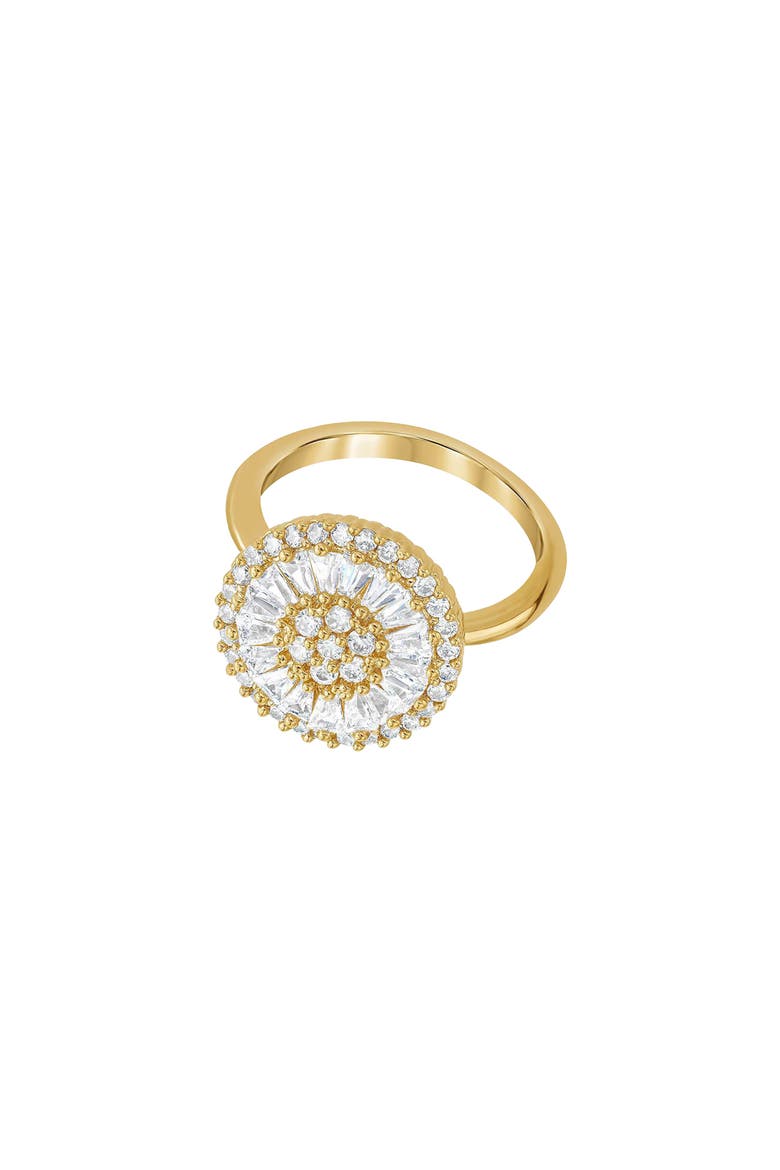 14k Gold Plated Elise Ring Dainty Crystal Sparkle Trendy, Main, color, Gold