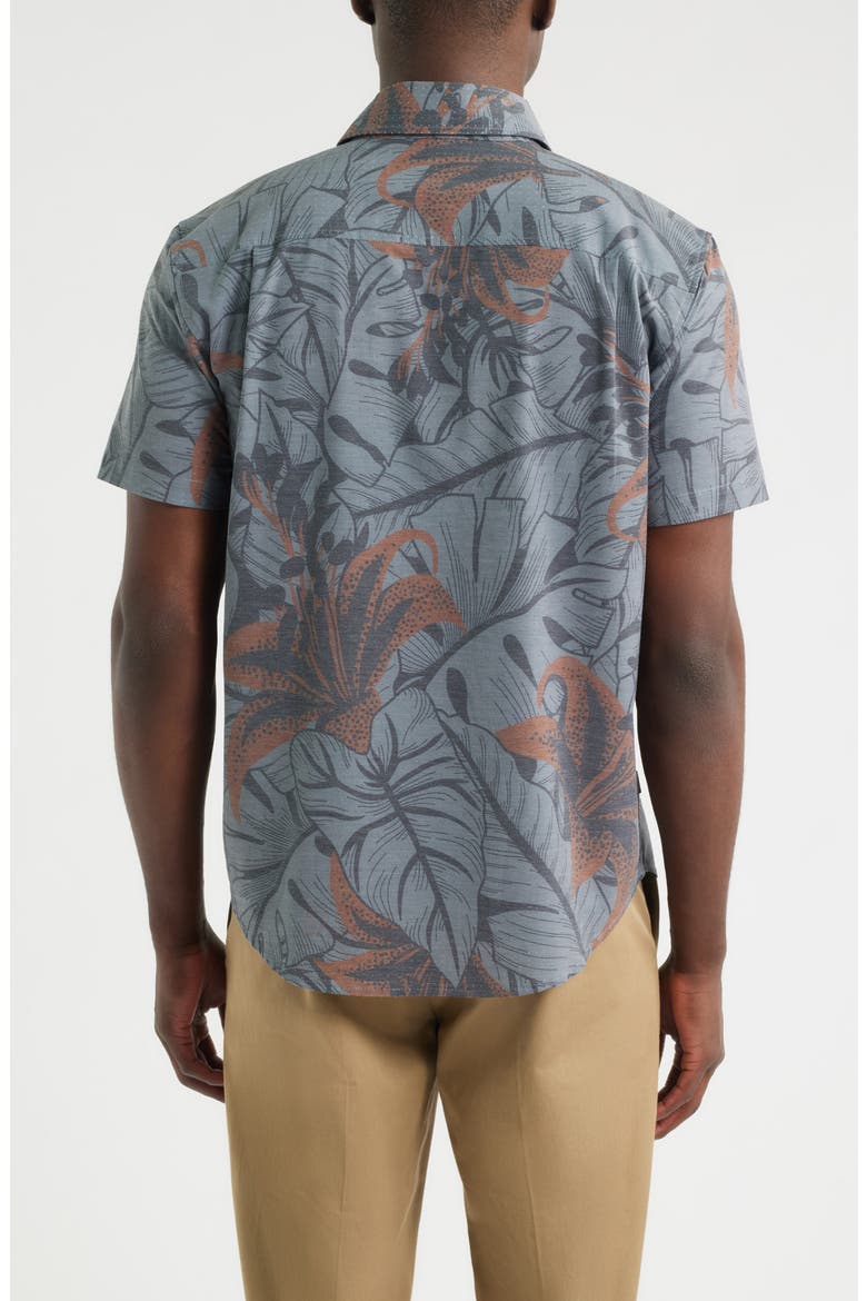 Webster Floral Short Sleeve Cotton Buttion-Up Shirt, Alternate, color, CHARCOAL