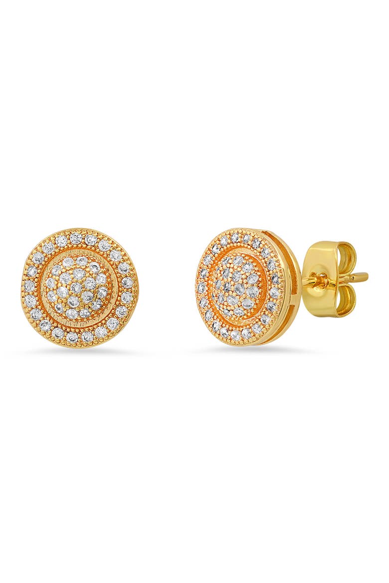 Round Pave Simulated Diamond Stud Earrings, Main, color, YELLOW