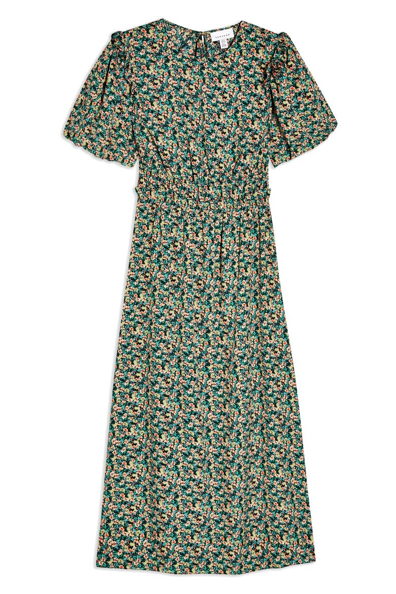 Floral Open Back Midi Dress, Alternate, color, GREEN MULTI