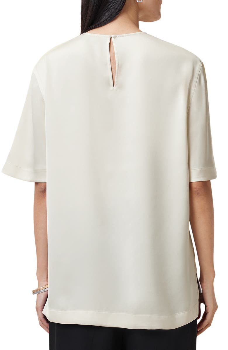 AllSaints Amelie Satin T-Shirt, Alternate, color, Tofu White