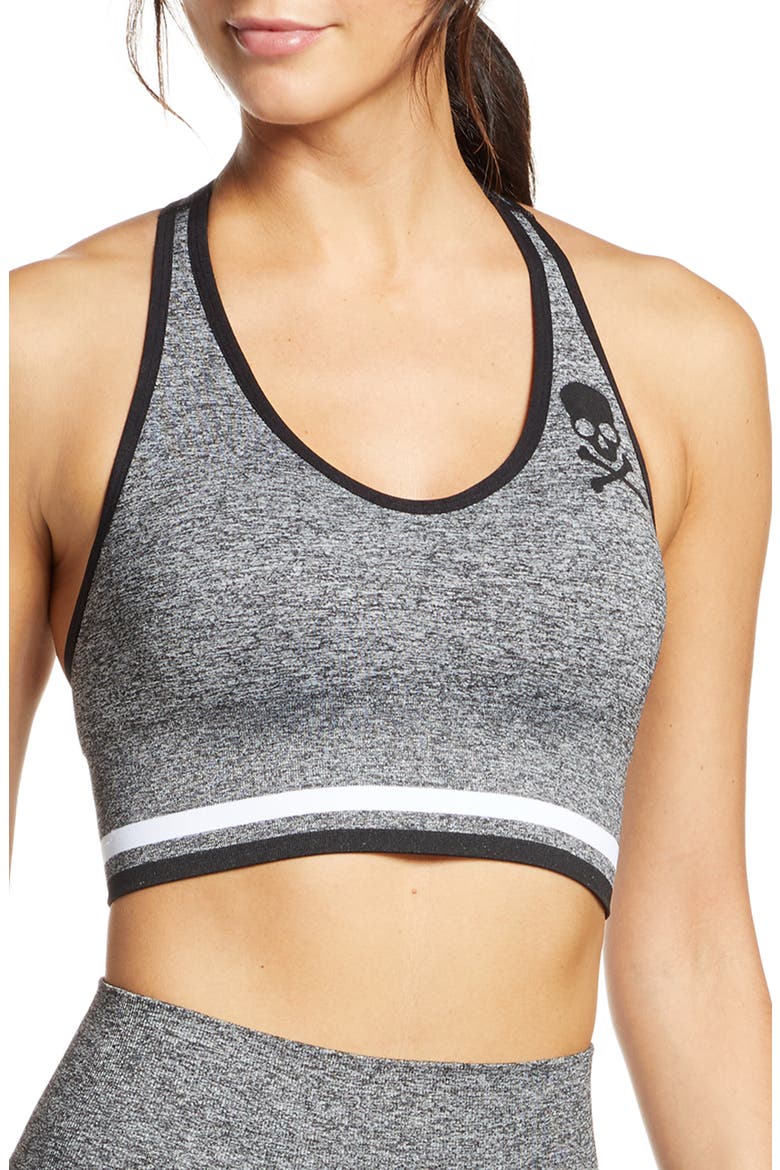 Seamless Split Racerback Sports Bra, Main, color, GREY MELANGE