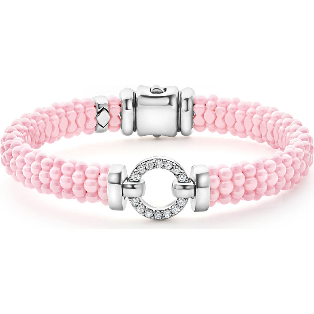 Lagos Pink Caviar Ceramic Diamond Circle Bracelet In Pink