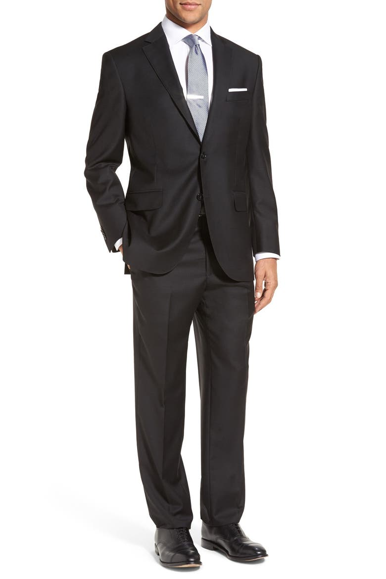 Flynn Classic Fit Solid Wool Suit, Main, color, BLACK