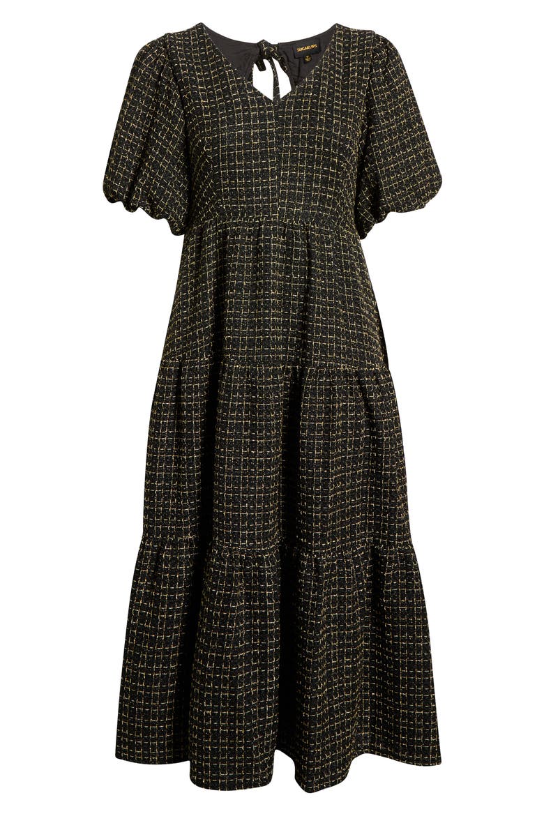 Carrol Zaylee Tweed Tillie Maxi Dress, Alternate, color, BLACK