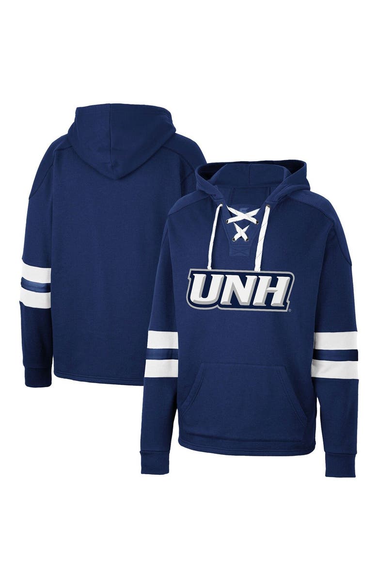 COLOSSEUM Men's Colosseum Navy New Hampshire Wildcats Lace-Up 4.0 Pullover Hoodie, Main, color, 