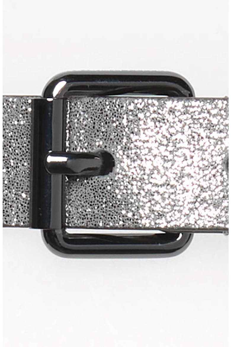 Shimmer Metallic Leather Belt, Alternate, color, METALLIC SILVER / GUNMETAL